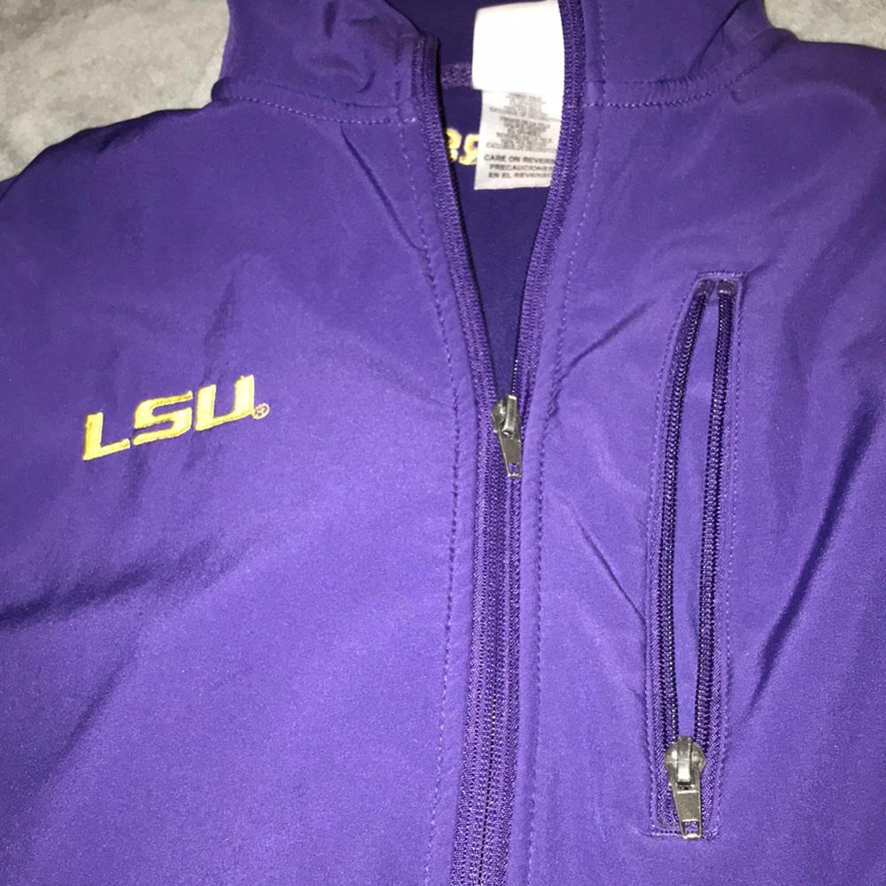 full zip up lsu tigers rain jacket with no hood! never been worn!